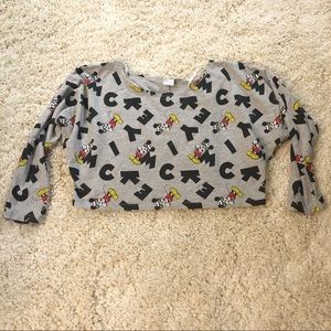 Forever 21 Mickey Mouse Cropped long sleeve Tshirt
